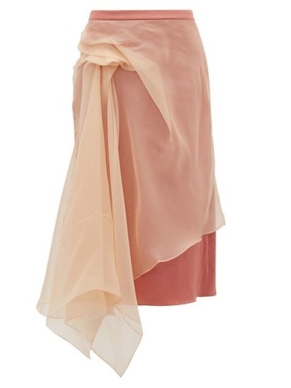 SIES MARJAN Nadine gathered silk-organza and satin skirt in pink – draped overlay skirts - flipped