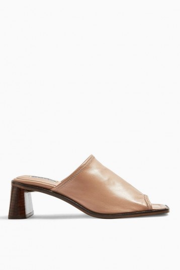 TOPSHOP NESS Soft Leather Mules in Pink