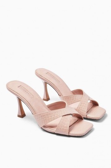 TOPSHOP NIECE Cross Strap Mules in Pink - flipped