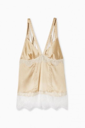 Topshop Nude Lace Panel Cami | deep V-neck camisole - flipped
