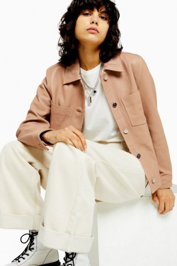 TOPSHOP Nude Leather Western Jacket ~ casual luxe jackets