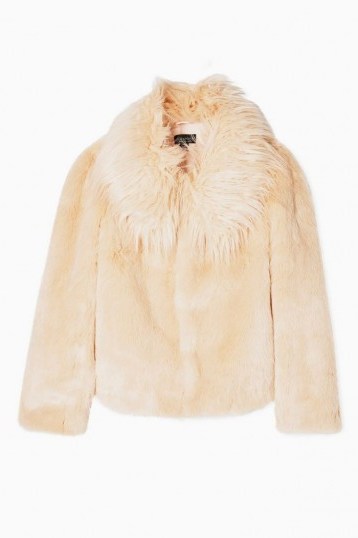 Topshop Nude Luxe Faux Fur Coat | fluffy jackets for fall/winter 2019 - flipped