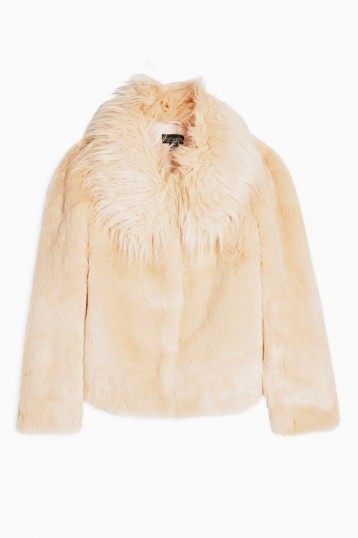 Topshop Nude Luxe Faux Fur Coat | fluffy jackets for fall/winter 2019