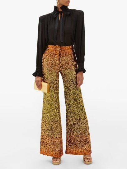 HALPERN Ombré sequinned wide-leg trousers ~ evening glamour
