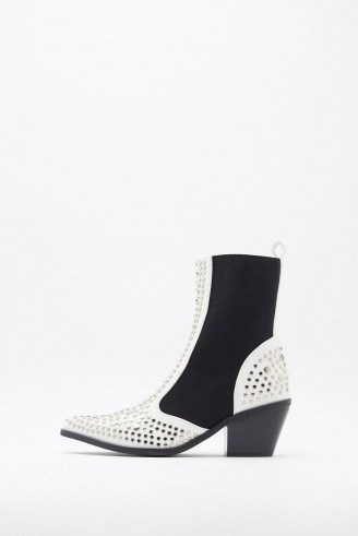 NASTY GAL One Point Perspective Studded Chelsea Boots ~ stud embellished western style boot - flipped