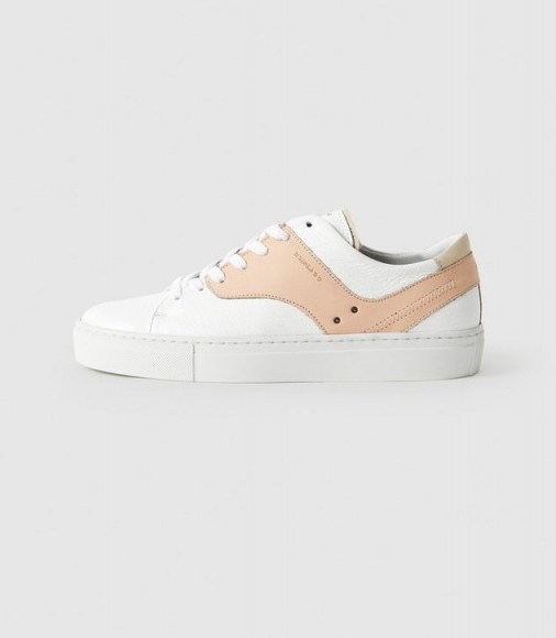 REISS OXFORD LEATHER TRAINERS WHITE/ MOCHA - flipped
