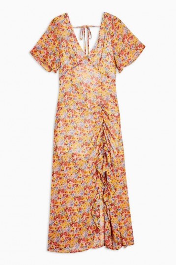TOPSHOP Pastel Floral Angel Sleeve Dress / ruched detail dresses