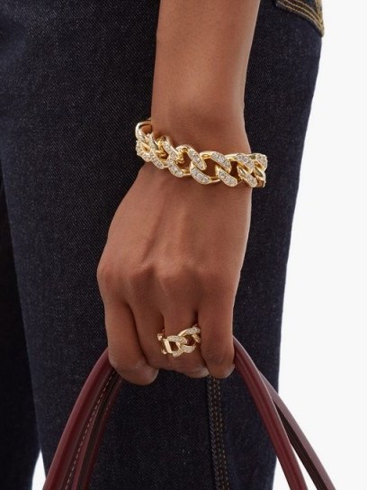 BOTTEGA VENETA Pavé-crystal chain bracelet ~ chunky embellished chains - flipped
