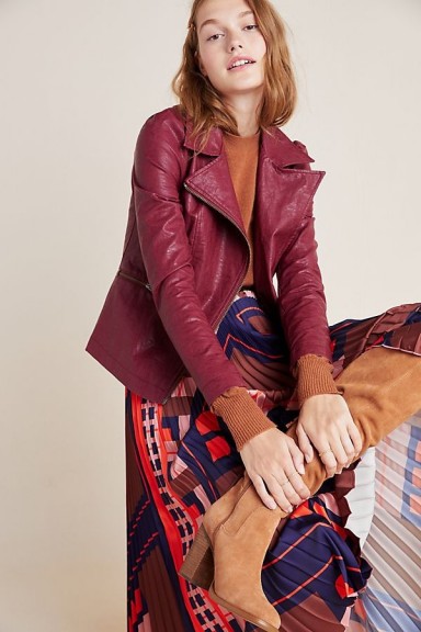 Anthropologie Petula Moto Jacket in Wine | colours for Fall