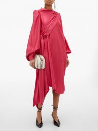 HILLIER BARTLEY Pillowcase satin-crepe dress in pink ~ draped event wear