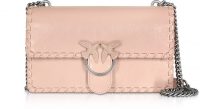 PINKO Love Twist Leather Shoulder Bag in Pale Pink