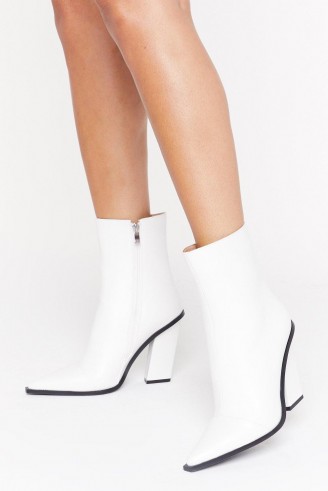 NASTY GAL Point Me in the Right Direction Faux Leather Boots in White
