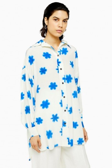 TOPSHOP Printed Oversized Shirt By Boutique / silk loose fit shirts