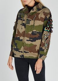 RAGYARD Camouflage feather-appliquéd cotton jacket