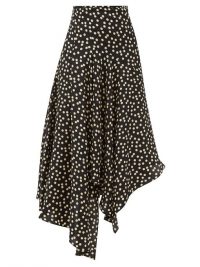 PETAR PETROV Rai black and white polka-dot asymmetric silk skirt