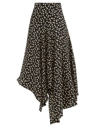 PETAR PETROV Rai black and white polka-dot asymmetric silk skirt - flipped