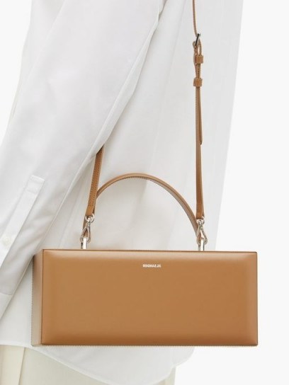 JIL SANDER Rectangular Case tan-leather handbag | luxe light-brown handbag - flipped