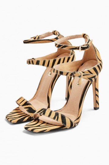 TOPSHOP RELISH Double Strap Heels / tiger print sandals