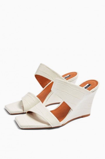 Topshop RELLIK Wedge Mules Off White | square toe wedges