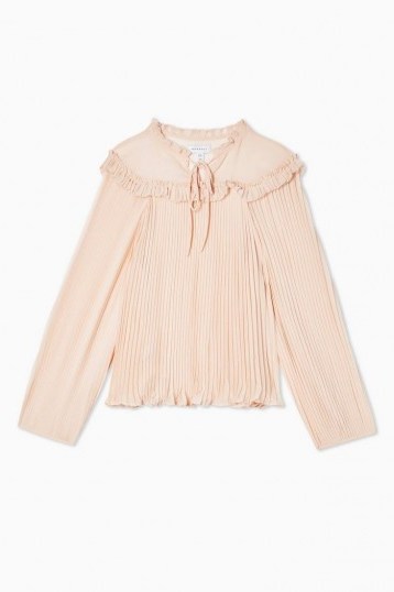 TOPSHOP Ruffle Pleated Smock Top in Pale-Pink - flipped