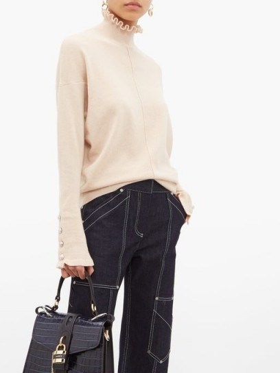 CHLOÉ Ruffle-trimmed cashmere sweater ~ chic knits - flipped