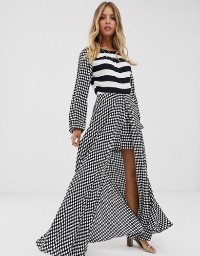 Sass & Bide stripe jumpsuit in black/white / floaty overlay all-in-one - flipped