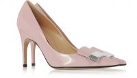SERGIO ROSSI Soft Blush Patent Leather Pumps in Powder Pink