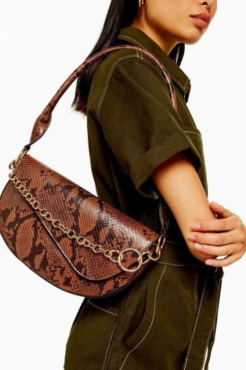 Topshop SIENNA Snake Shoulder Bag | reptile print bags - flipped