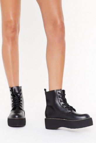 NASTY GAL Stomp My Boots Lace-Up Platform Boots in Black ~ chunky combats