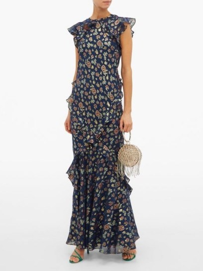 SALONI Tamara floral-jacquard silk-blend maxi dress / chic garden party look - flipped