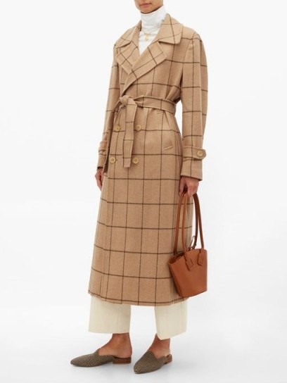 GIULIVA HERITAGE COLLECTION The Christie checked wool trench coat in camel - flipped