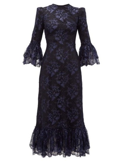THE VAMPIRE’S WIFE The Wild Flower metallic floral-lace midi dress in navy - flipped