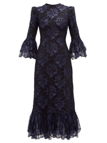 THE VAMPIRE’S WIFE The Wild Flower metallic floral-lace midi dress in navy