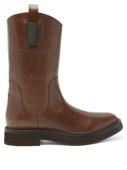BRUNELLO CUCINELLI Tread-sole dark-brown leather Chelsea boots