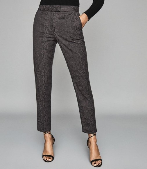 REISS VIVIANNA SNAKE PATTERNED TROUSERS GREY ~ chic pants