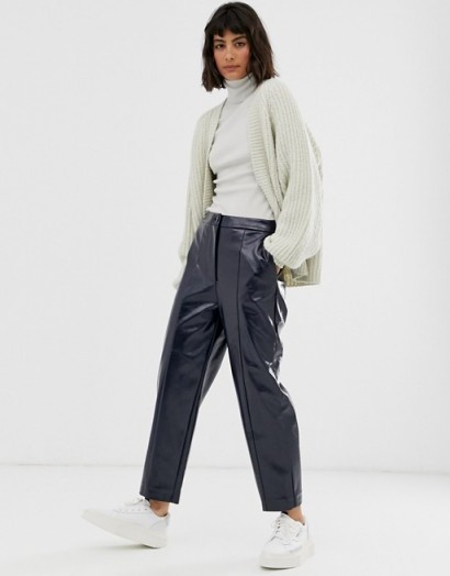 Weekday patent trousers in navy / blue shiny pants