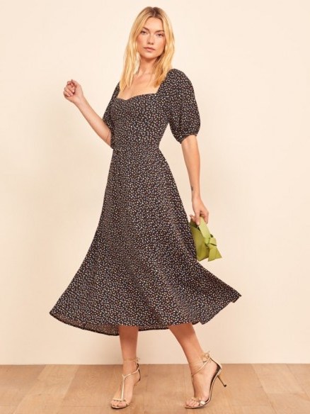 REFORMATION Zippy Dress in Confetti / spot print fit and flare - flipped