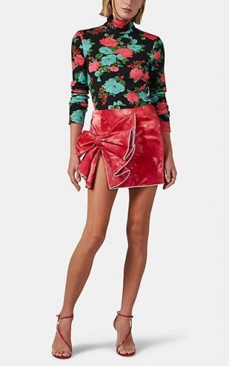 AREA Crystal-Embellished Red Tie-Dyed Lamé Miniskirt - flipped