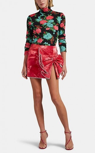 AREA Crystal-Embellished Red Tie-Dyed Lamé Miniskirt