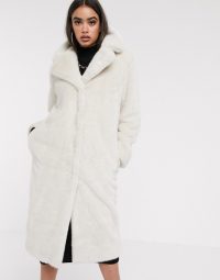 ASOS DESIGN luxe faux fur longline maxi coat in mink / luxurious winter look