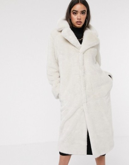 ASOS DESIGN luxe faux fur longline maxi coat in mink / luxurious winter look - flipped