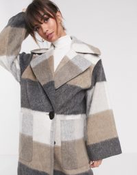 ASOS DESIGN oversized brushed maxi coat in check / longline winter coats