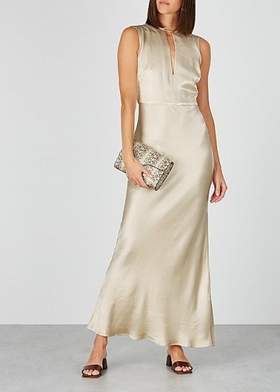 BEC & BRIDGE Sylvie champagne satin gown ~ long luxe event wear - flipped