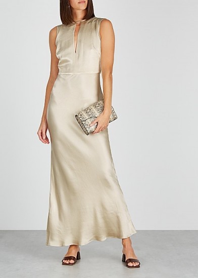 BEC & BRIDGE Sylvie champagne satin gown ~ long luxe event wear