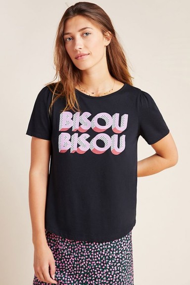 Kera Till Bisou Graphic Tee in Black / slogan t-shirts / kiss