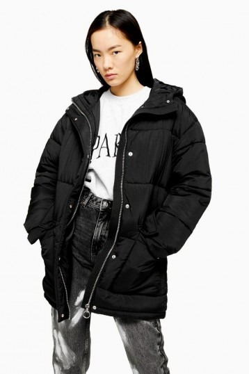 TOPSHOP Black Padded Puffer Jacket – hooded winter jackets