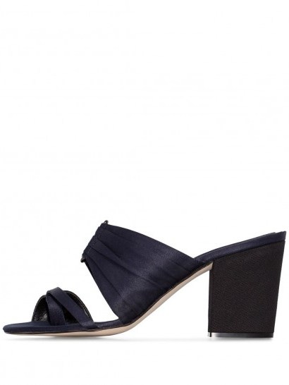 ROSIE ASSOULIN buckled 85mm pleated mules in navy - flipped