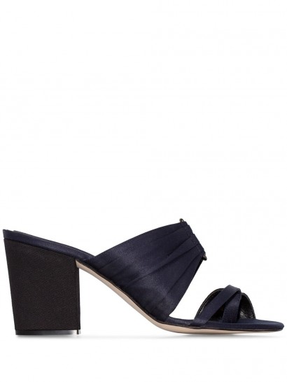 ROSIE ASSOULIN buckled 85mm pleated mules in navy
