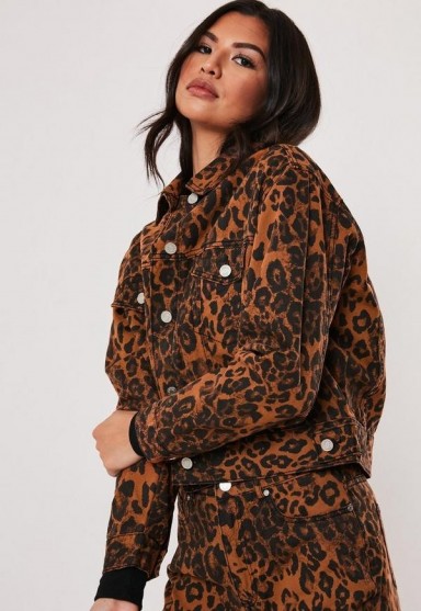 MISSGUIDED brown leopard print co ord denim jacket ~ animal prints