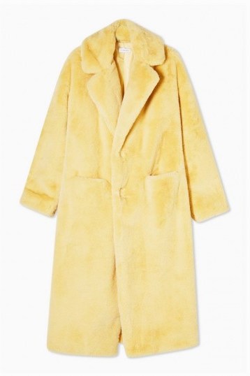 TOPSHOP Buttermilk Maxi Length Faux Fur Coat / luxe style winter coats - flipped